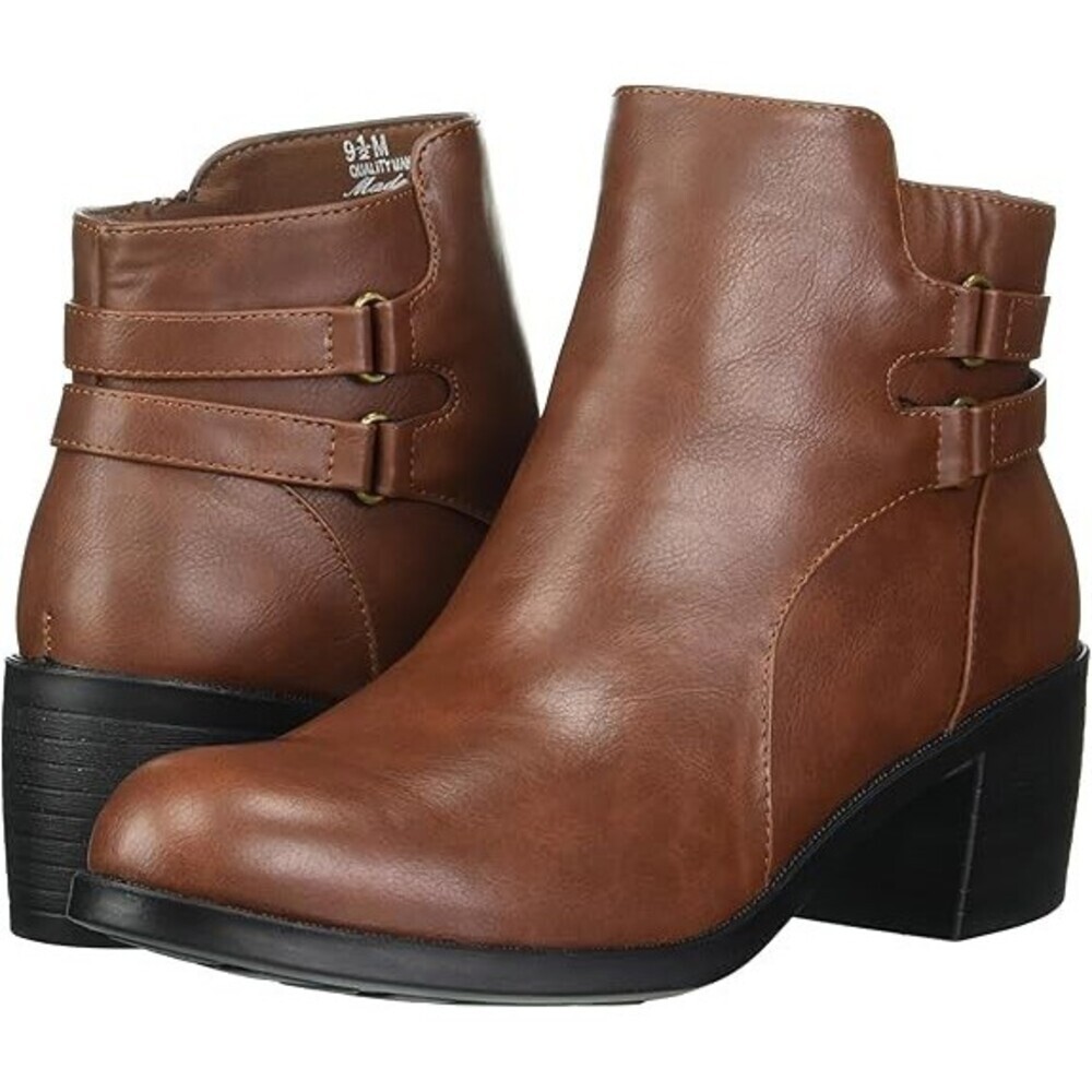Easy Street Murphy Boots Womens US 8.5 Brown Side Zip Block Heel Booties LION819